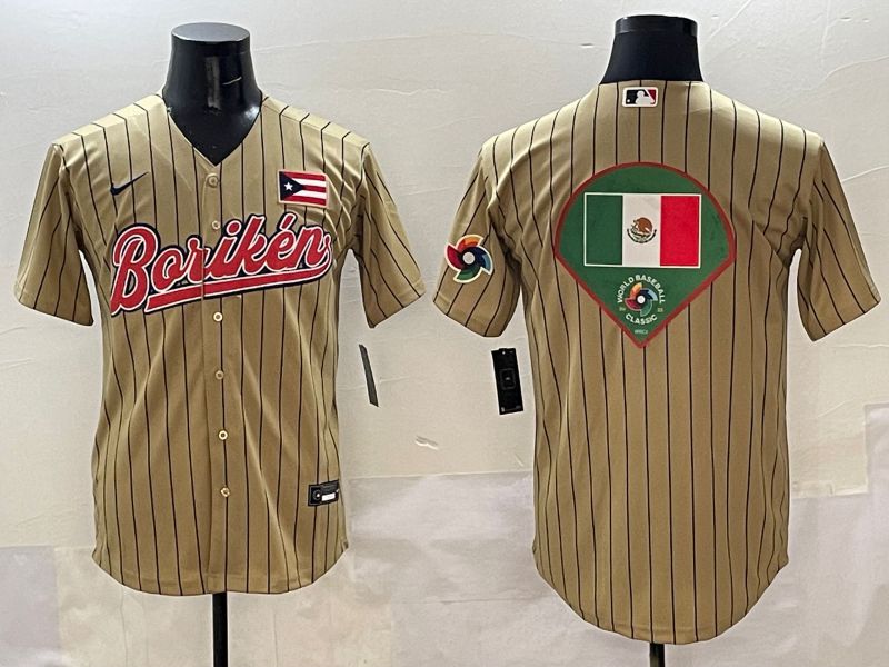 Men Puerto Rico Blank Brown Stripe Joint Name 2025 Nike MLB Jersey style 15